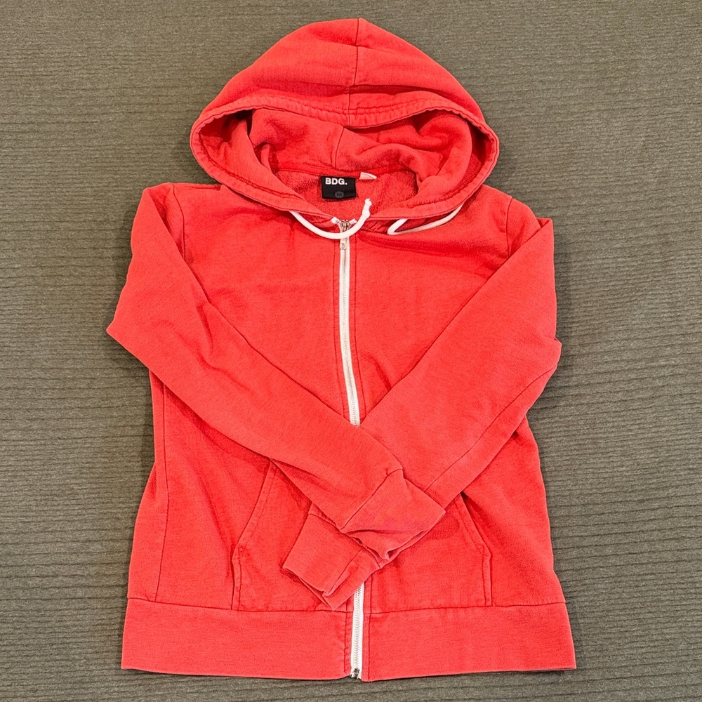 BDG Vibrant Red Zip-Up Hoodie